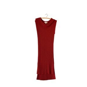 Burnt Orange Ribbed Knit Maxi Dress M